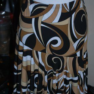 *SOLD* XL Polyester Midi Skirt-Flowy Shark Bite Bottom